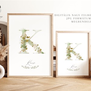 Scrisoarea K, monogramă, imagine de ziua numelui, decorare, artă de perete acuarelă, personalizată -  - Artynos.ro
