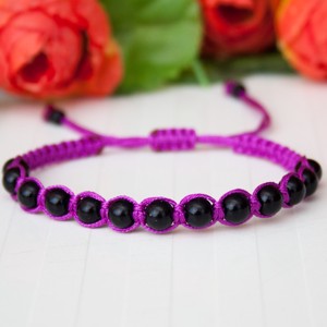 Bratara macramé impletita - Margele Violet/negru, , , ARTYNOS