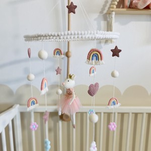 Pastel Dream Pivot pentru pătuț cu șoarece balerină - Pivot pentru bebeluș balerină cu curcubee macrame, pivotare pătuț pastel -  - Artynos.ro