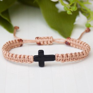 Bratara macramé impletita - Bej negru incrucisat, , , ARTYNOS