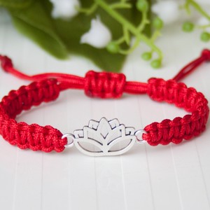 Bratara macramé impletita - Floare de lotus rosu, , , ARTYNOS