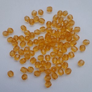 Margele cehe fatetate din sticla - 4mm - 100 buc / pachet - galben, , , ARTYNOS