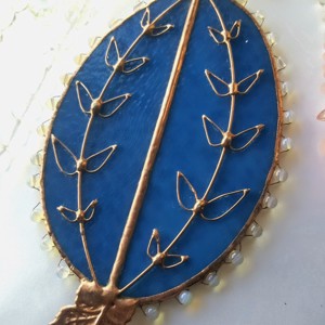 Ouă de Paște Lapis albastru cu frunze și opalit - casă & stil de viață - accesorii pentru decorat casa - ornamente - Artynos.ro