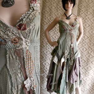  ETA - shabby chic art-design ruha, Imbracaminte si moda, Haine dama, Rochie, dintr-o bucata, Cusatura, Patchwork, matlasare, ARTYNOS