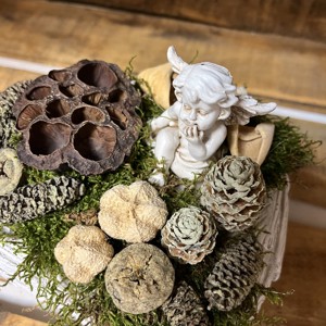 Inimă de beton ornament funerar - cu înger așezat - casă & stil de viață - obiecte religioase și de devoțiune - ornamente funerare - Artynos.ro