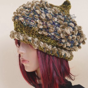 LUCA-SAPI / olive - șapcă boemă din lână tricotată manual - îmbrăcăminte și modă - eșarfe, pălării, fularuri - căciulă - Artynos.ro