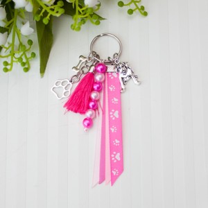 Breloc, ornament geanta - Cu caine si laba laba roz, , , ARTYNOS