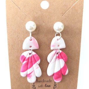 Cercei Eleganta pink-alb, Bijuterii, Cercei, Cercei si ornamente pentru urechi, Altele, ARTYNOS