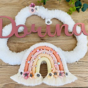 Nor pufos personalizat cu curcubeu - lumina de noapte decorare de perete - girly, , , Un nor frumos, atragator si elegant, decorat cu numele ales de tine. O completare frumoasa pentru c..., ARTYNOS