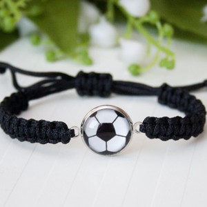 Bratara macramé impletita pentru copii - Fotbal negru, , , ARTYNOS