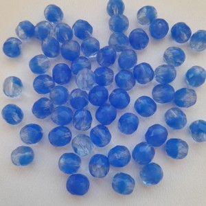 Margele cehe fatetate din sticla - 8mm - 30 buc / pachet - albastru-transparent, , , ARTYNOS