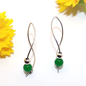 Pietre de jad verde, pereche de cercei din argint pentru femei (EF.115), Bijuterii, Cercei, Cercei din argint, Confectionarea bijuteriilor, Giuvaergiu, ARTYNOS