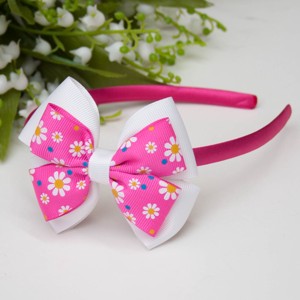 Banda pentru par Masnis � Alb/roz cu flori, Imbracaminte si moda, Accesorii par, Banda de par si agrafe par, , ARTYNOS