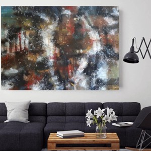 Pictură abstractă pe pânză cu gigantul spațial, de Zsolt Böszörményi Kovács -  - Artynos.ro