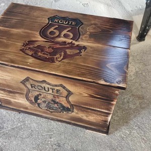 Lada din lem cu simbol Route 66, Casa & Stil de viata, Materiale de depozitare si sortare, Lada depozitare, , ARTYNOS