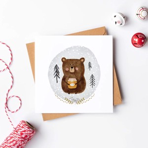 Felicitare de Crăciun, felicitare festivă, ursuleț de pluș -  - Artynos.ro