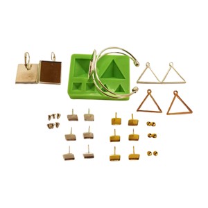 Set de matrițe din silicon pentru pietre de bijuterii Mărgele piramidale și tetraedrice cu baze de bijuterii din argint -  - Artynos.ro