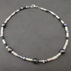 Colier cu perle de cultura si margele din ceramica CP34 - bijuterii - coliere - coliere din perle - Artynos.ro