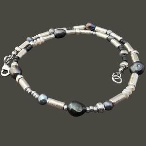 Colier cu perle de cultura si margele din ceramica CP34 - bijuterii - coliere - coliere din perle - Artynos.ro