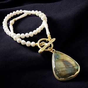 Colier perle de cultura si labradorite CP17 - bijuterii - coliere - coliere din pietre semiprețioase - Artynos.ro