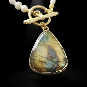 Colier perle de cultura si labradorite CP17 - bijuterii - coliere - coliere din pietre semiprețioase - Artynos.ro