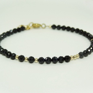 Bratara turmalina neagra si aur filat de 14k / goldfilled - bijuterii - brățări - brățară cu mărgele - Artynos.ro
