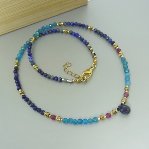 Colier safir, apatit, rubin, lapis lazuli si hematit - bijuterii - coliere - coliere cu mărgele - Artynos.ro