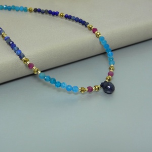 Colier safir, apatit, rubin, lapis lazuli si hematit - bijuterii - coliere - coliere cu mărgele - Artynos.ro