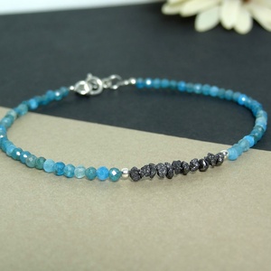 Bratara diamant negru brut si apatit - Artynos.ro