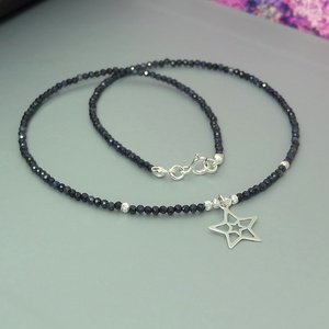 Colier safir fatetat accesorizat cu pandantiv stea.  - bijuterii - coliere - coliere cu mărgele - Artynos.ro