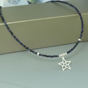 Colier safir fatetat accesorizat cu pandantiv stea.  - bijuterii - coliere - coliere cu mărgele - Artynos.ro