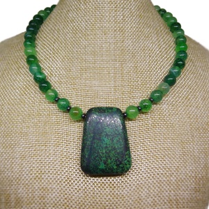 Colier agate Dragon Veins si pandantiv din Crisocola. Transport gratuit - bijuterii - coliere - coliere cu mărgele - Artynos.ro