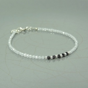 Bratara diamant negru brut si cubic zirconia cristal - bijuterii - brățări - brățară cu mărgele - Artynos.ro