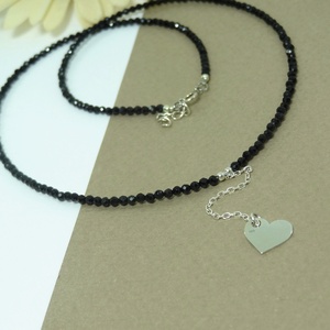 Colier turmalina neagra accesorizat cu pandantiv inimioara., Bijuterii, Coliere, Coliere cu margele, Altele, ARTYNOS