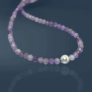 Colier ametist cu perla Swarovski. Transport gratuit - Artynos.ro