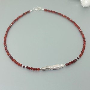 Colier carneol fatetat si perla / Pearl Flame  - Artynos.ro