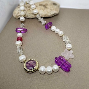 Colier perle, cuart, agat si hematit - bijuterii - coliere - coliere din pietre semiprețioase - Artynos.ro