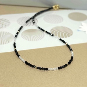 Colier minimalist turmalina neagra - piatra protectie si cubic zirconia - bijuterii - coliere - coliere din pietre semiprețioase - Artynos.ro