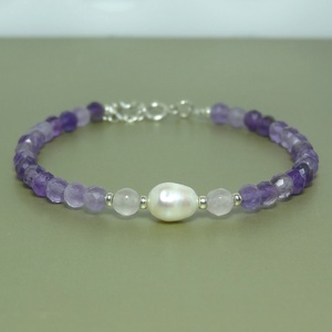 Bratara ametist, perla si cuart. - bijuterii - brățări - brățări din pietre semiprețioase - Artynos.ro