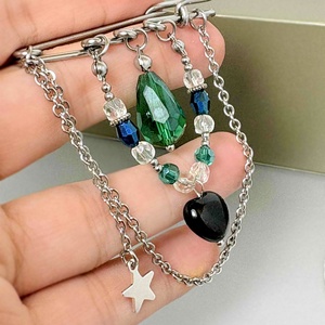 Brosa onix, cristale si otel inoxidabil - bijuterii - broșe - Artynos.ro