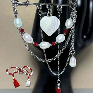 Brosa sidef, cristale Preciosa, perle cultura si otel inoxidabil - bijuterii - broșe - Artynos.ro