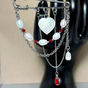 Brosa sidef, cristale Preciosa, perle cultura si otel inoxidabil - bijuterii - broșe - Artynos.ro