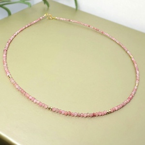 Colier din turmalina roz si aur filat de 14K - bijuterii - coliere - coliere din pietre semiprețioase - Artynos.ro