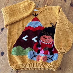 Pulover tricotat manual copii Indian - îmbrăcăminte și modă - haine bebeluși, haine copii - pulover si cardigan copii - Artynos.ro