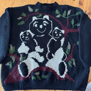 Pulover tricotat manual copii Panda, Îmbrăcăminte și modă, Haine bebeluși, haine copii, Pulover si cardigan copii, Împletitură, ARTYNOS