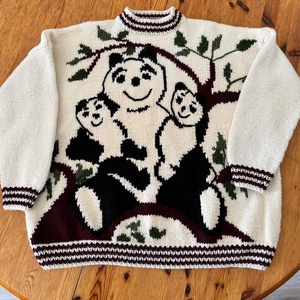 Pulover tricotat manual copii Panda, Îmbrăcăminte și modă, Haine bebeluși, haine copii, Pulover si cardigan copii, Împletitură, ARTYNOS