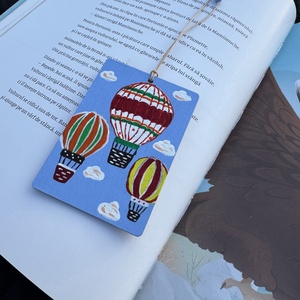 Semn de carte - Balon cu aer cald, Cărți și creații cu tematică muzicală, cadouri, Semn de carte, Pictură, ARTYNOS
