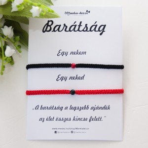 Bratara macramé impletita Bratara prietenie 2 piese - Negru/rosu, , , ARTYNOS