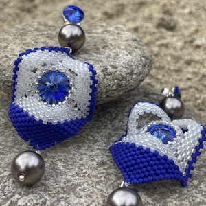 Cercei statement Blue night din argint i Swarovski - bijuterii - cercei - cercei și ornamente pentru urechi - Artynos.ro
