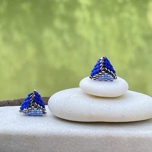 Cercei Bluey blue, Bijuterii, Cercei, Cercei si ornamente pentru urechi, Impletituri, broderie cu margele, Tesatura, ARTYNOS